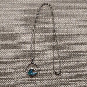 18 Inches Sterling Silver Rustic Opal Ocean Waves Necklace A2582